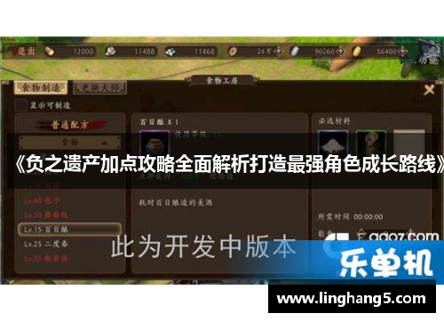 《负之遗产加点攻略全面解析打造最强角色成长路线》